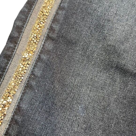 Sneak peek Women's Gold Stone Embellished Jeans Mid Rise Skinny Size 27 - Picture 5 of 13
